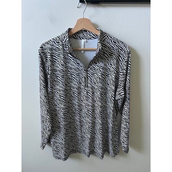 Lulu B zebra half-zip women's shirt size XL - Picture 1 of 3